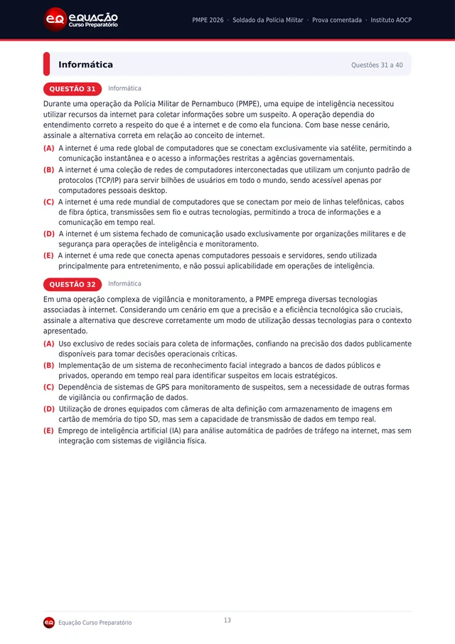 Página 13: Questões de Informática